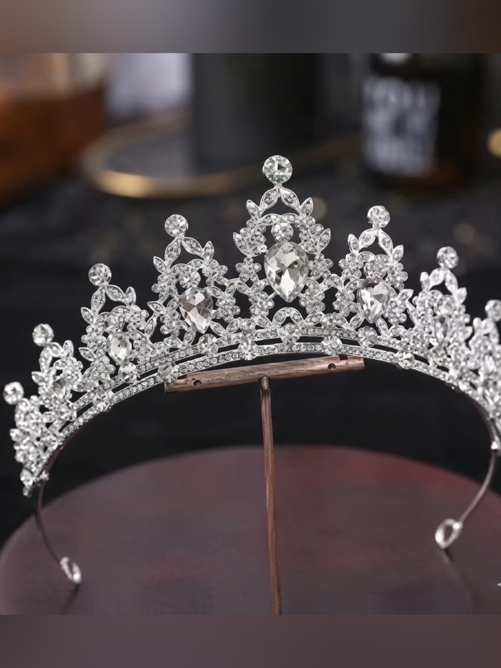 Crystal Rhinestone Tiara Hair Crown - Silver Tone